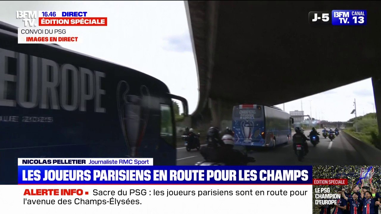 Sacre du PSG: les joueurs parisiens sont en route pour l'avenue des Champs-Élysées
