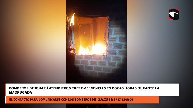 Bomberos de Iguazú atendieron tres emergencias en pocas horas durante la madrugada