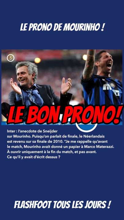 🚨 Le bon pronostic de Mourinho lors de la finale 2010 avec l’Inter Milan !