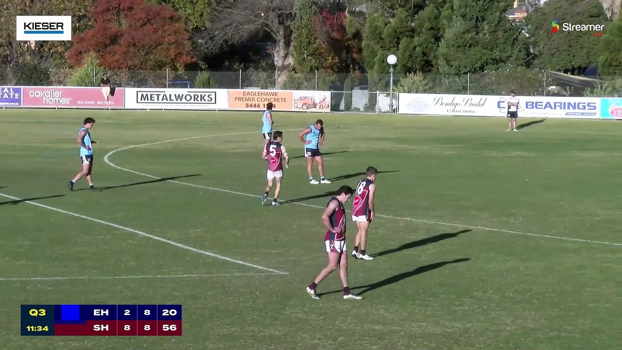BFNL: Matt Wilkinson slots goal for Sandhurst v Eaglehawk. May 31, 2025.