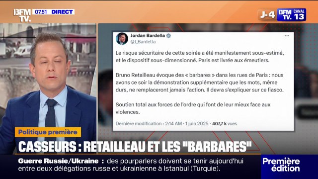 ÉDITO - Débordements en marge de la victoire du PSG: Bruno Retailleau est critiqué pour avoir qualifié les casseurs de 'barbares'