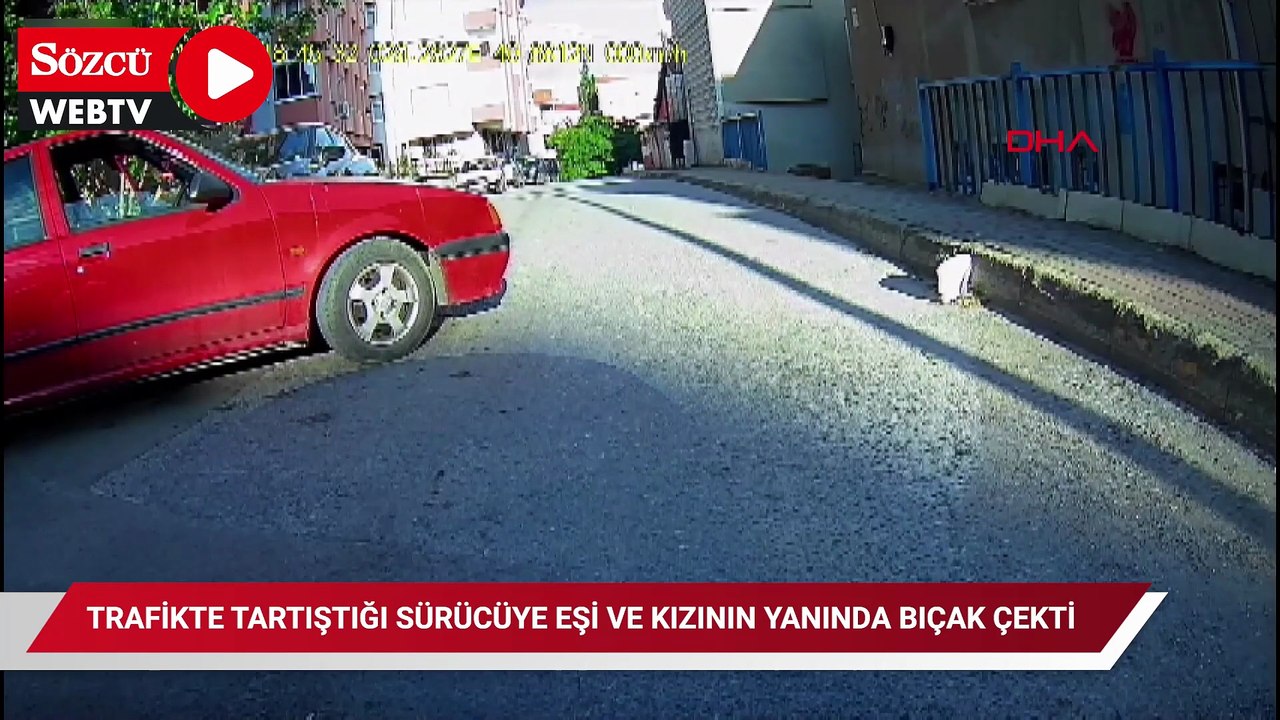 Pendik'te trafikte tartıştığı sürücüye eşi ve kızının yanında bıçak çekti