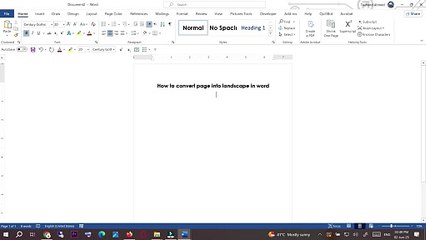 How to convert page into landscape in word