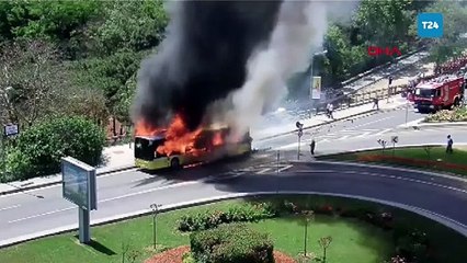 Sarıyer'de İETT otobüsü alev alev yandı; 25 yolcu tahliye edildi
