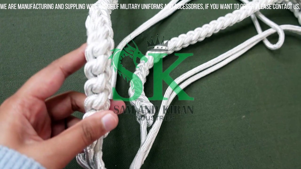 White Cord Aiguillette, Uniform Bullion Aiguillette, British Style Army Shoulder Aiguillette