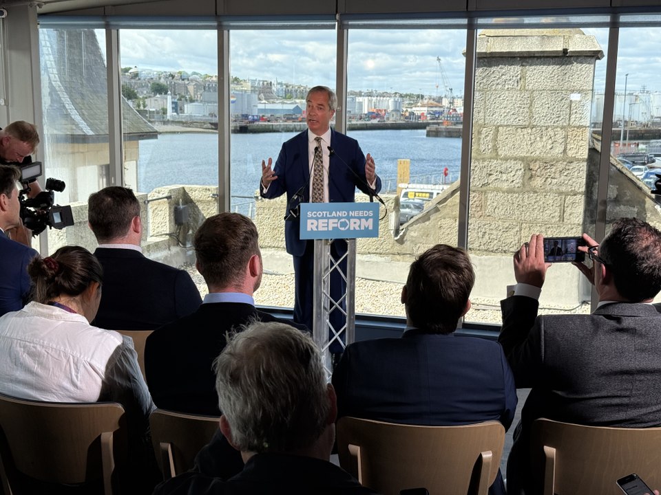 Reform leader Nigel Farage holds Aberdeen Press Conference