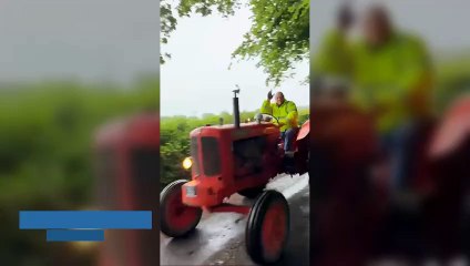 David Padgett, director of Kent Demolition Company, takes the Nuffield tractor for a spin