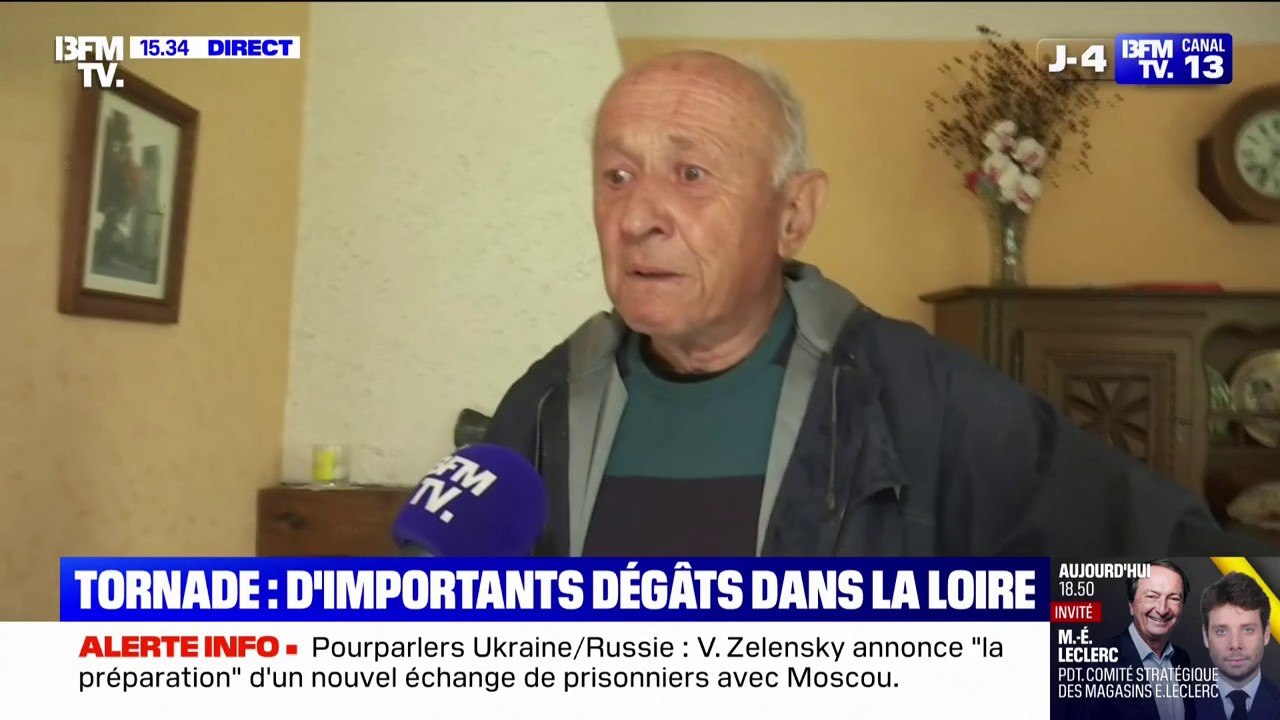 "Affreux… Je ne peux pas vous décrire, ça marque": après le passage d'une tornade dans la Loire, un habitant sinistré témoigne.