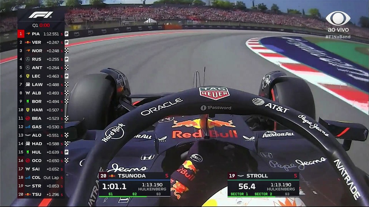 Tsunoda fica em último e cai no Q1 na classificação do GP da Espanha