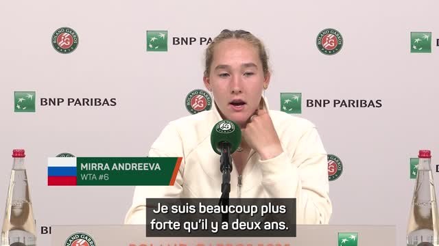 Roland-Garros - Andreeva : Je suis beaucoup plus forte qu'il y a deux ans