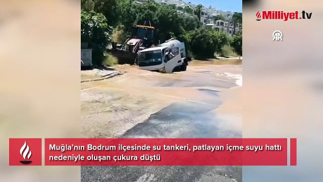 Yer: Bodrum! Tanker çöken yola gömüldü, mahalleli isyan etti