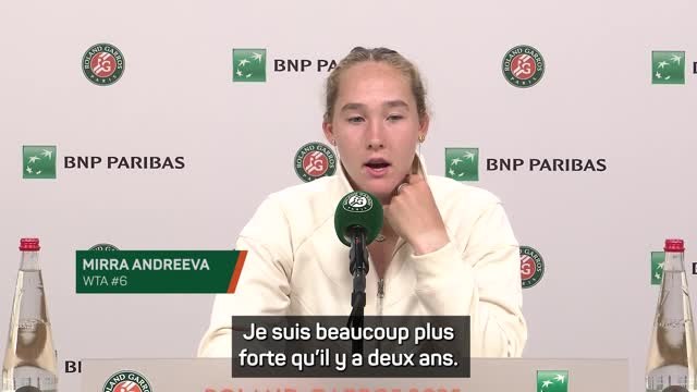 Roland-Garros - Andreeva : Je suis beaucoup plus forte qu'il y a deux ans