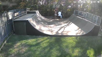 Boy Hangs on Basketball Ring and It Collapses to Ground
