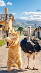 Chubby Cat and Ostrich's Hilarious Adventure Funny Animated Cat Video