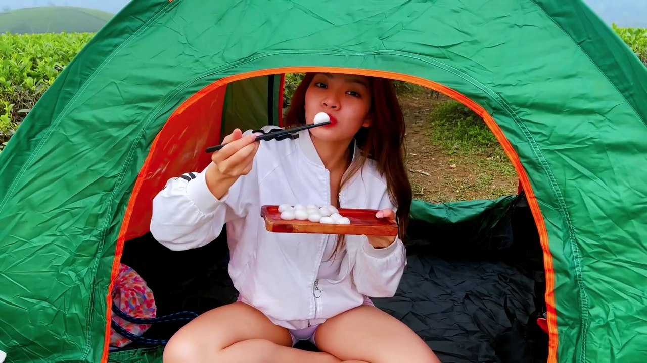 Solo girl camping alone in the forest for fun and relaxation part 2