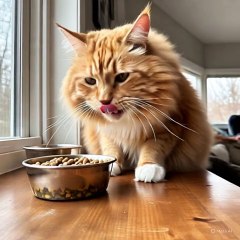 Large cat eating