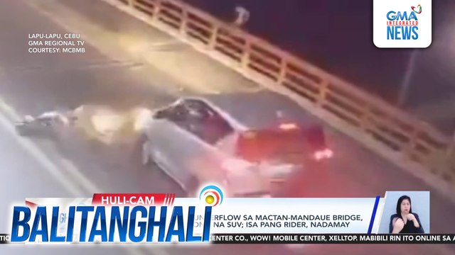 Motorsiklong nag-counterflow sa Mactan-Mandaue Bridge, bumangga sa kasalubong na SUV; isa pang-rider, nadamay | Balitanghali