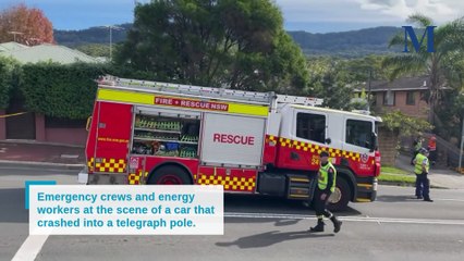 Princes Highway closed after car crashes into Bulli telegraph pole