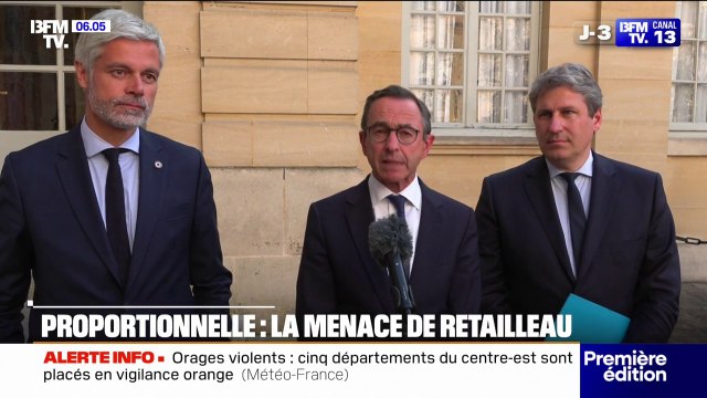 Bruno Retailleau refuse de porter le projet de loi instaurant la proportionnelle aux législatives et n'exclut pas de démissionner