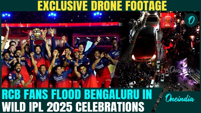 RCB’s Big IPL 2025 Win: Exclusive Drone Footage of Celebrations In Bengaluru; People Flood Streets