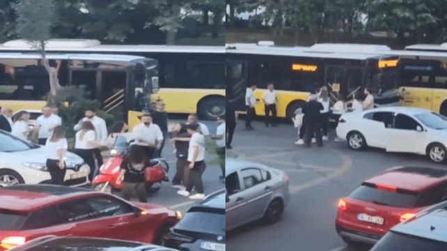 Sarıyer’de sürücülerin tekme tokat park yeri kavgası kamerada