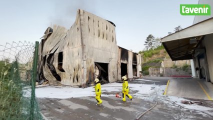 Incendie sur un site Soveso à Marche les Dames