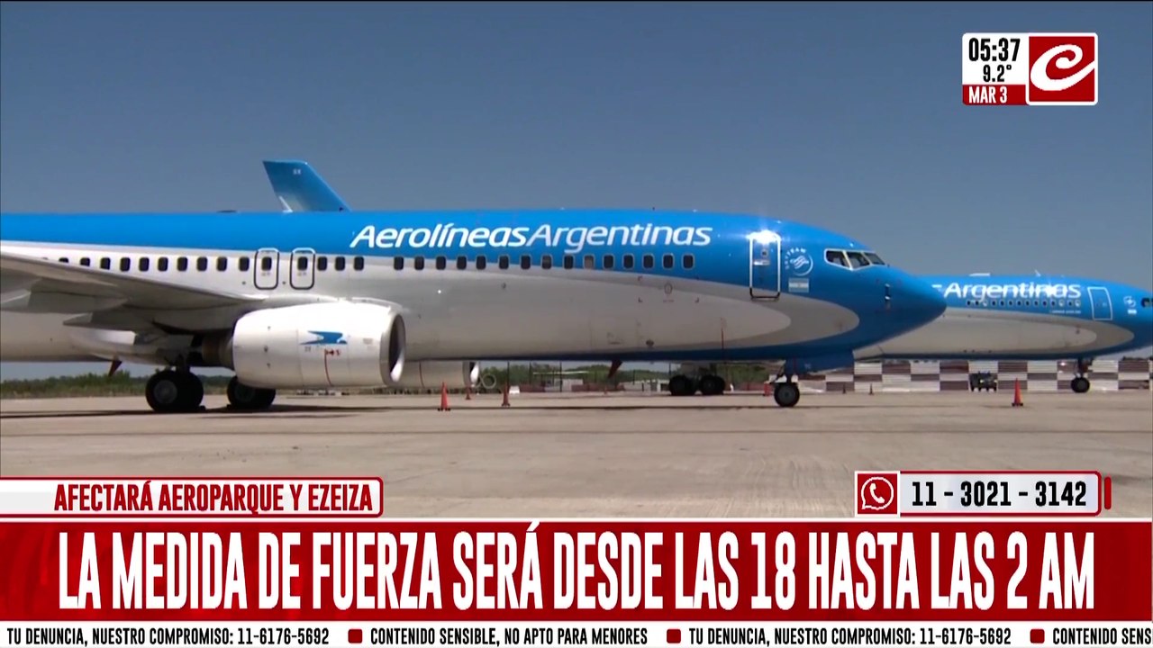 Pilotos de Aerolíneas Argentinas anunciaron un paro de actividades