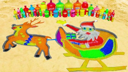 How to make Rainbow Santa on Reindeer Sleigh with Orbeez, Fanta, Coca Cola, Mentos & Popular Sodas