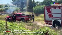 Incendio di sterpagli verso stazione Mosciano - Teramo