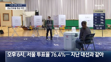 서울 강남구 투표율 평균보다 낮다