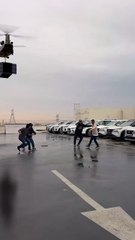 A Jumping Car onto a container