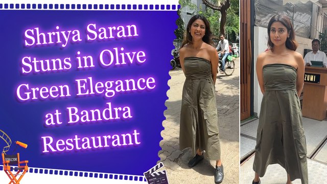 Shriya Saran Stuns in Olive Green Elegance at Bandra Restaurant