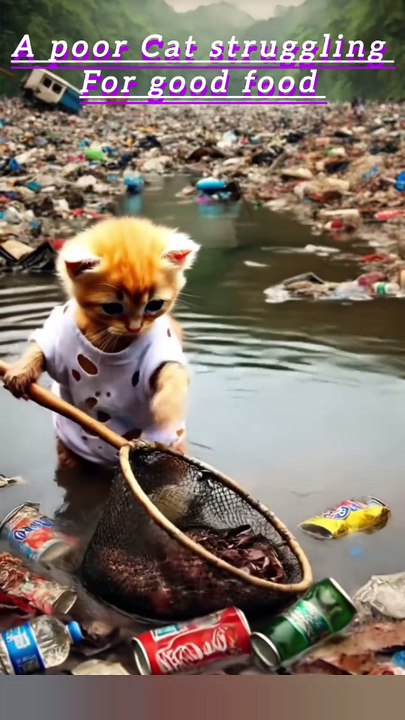 A poor Cat struggling for good food