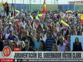 Víctor Clark recibe la banda de la Gobernación del edo. Falcón en compañía del vpdt. Cabello