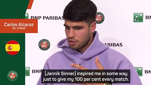 Sinner playing at 'such a great level' - Alcaraz