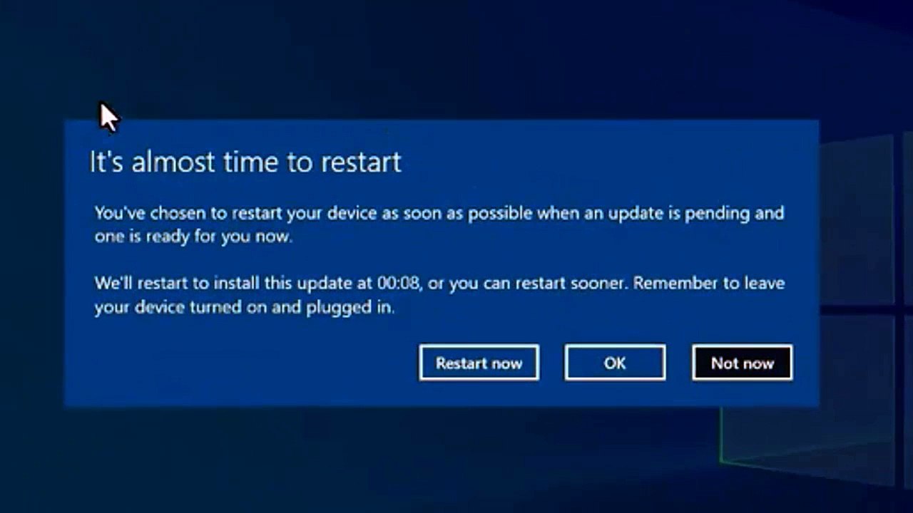 How do I turn off almost time to restart on Windows 10