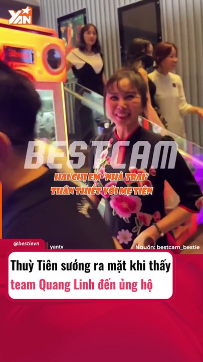 Thuỳ Tiên vui ra mặt khi thấy team Quang Linh đến ủng hộ