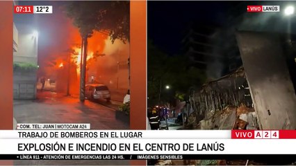 Lanús: un incendio destruye un camión en plena calle