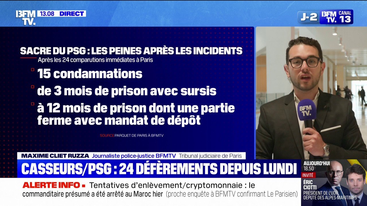 Débordements après le match PSG-Inter: 24 personnes déférées depuis ce lundi