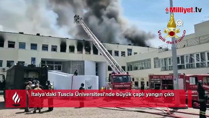 İtalya'daki Tuscia Üniversitesi'nde büyük çaplı yangın çıktı