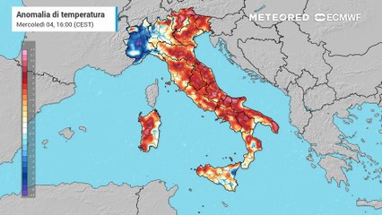 Mappa relativa alle anomalie di temperatura