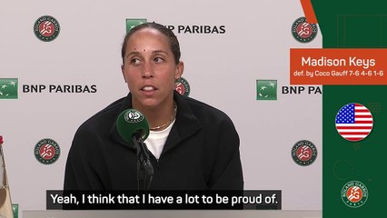 Keys 'proud' of Roland-Garros performance despite quarter-final defeat