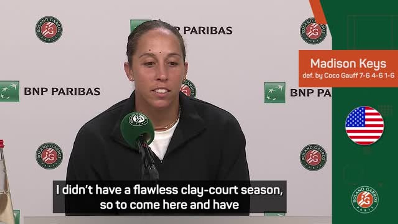 Keys 'proud' of Roland-Garros performance despite quarter-final defeat