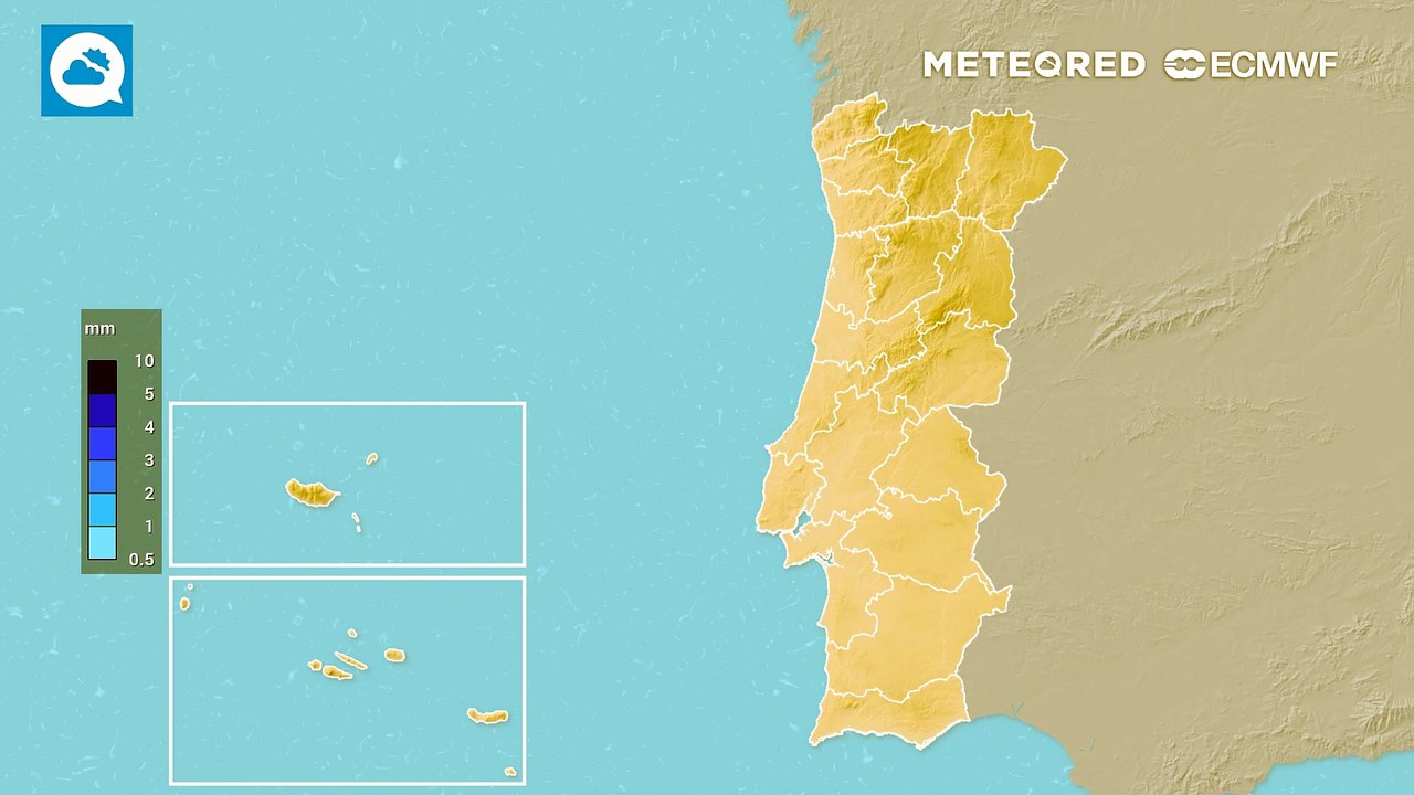 A precipitação ao longo da semana não deverá ser significativa, nem no continente, nem nos arquipélagos