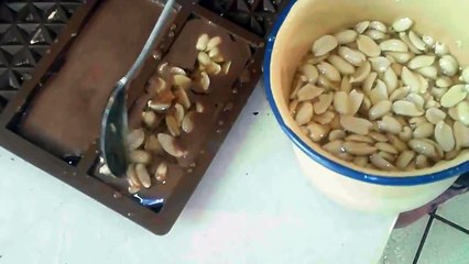 como hacer barras de chocolate con miel y mani