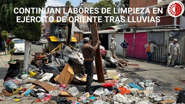 Continúan labores de limpieza en la colonia Ejército de Oriente tras fuertes lluvias