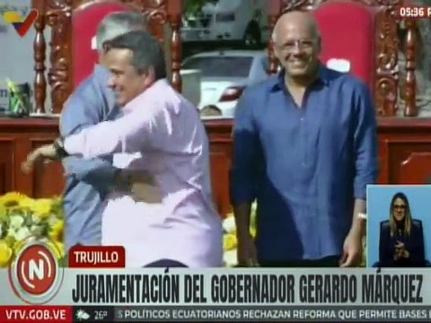 Imposición de la banda del estado Trujillo al gobernador electo Gerardo Márquez