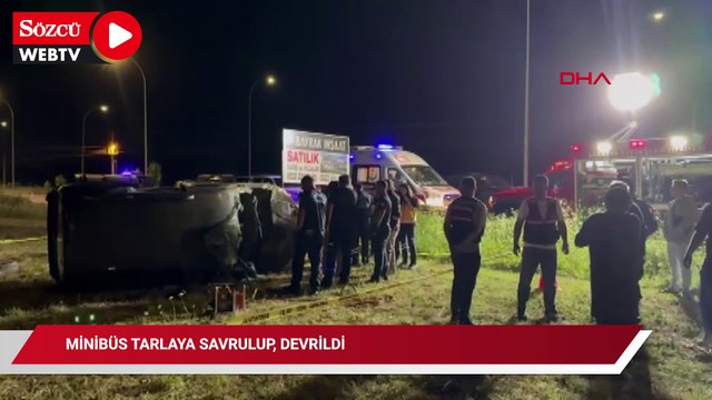 Minibüs tarlaya savrulup, devrildi: 1 ölü, 1 yaralı
