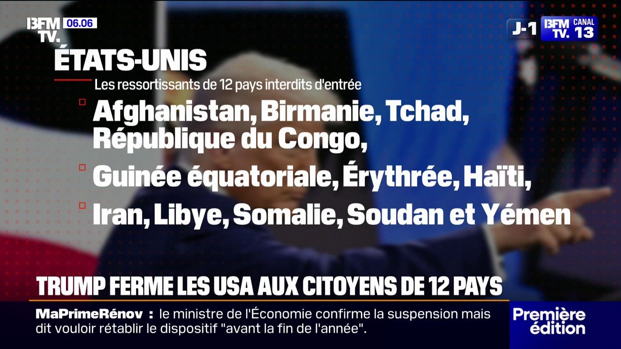 Donald Trump interdit aux ressortissants de 12 pays d'entrer aux États-Unis