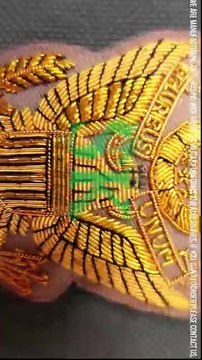 Army Male Officers Cap Badges, WWII Officer Visor Crusher Cap Embroidered Badge